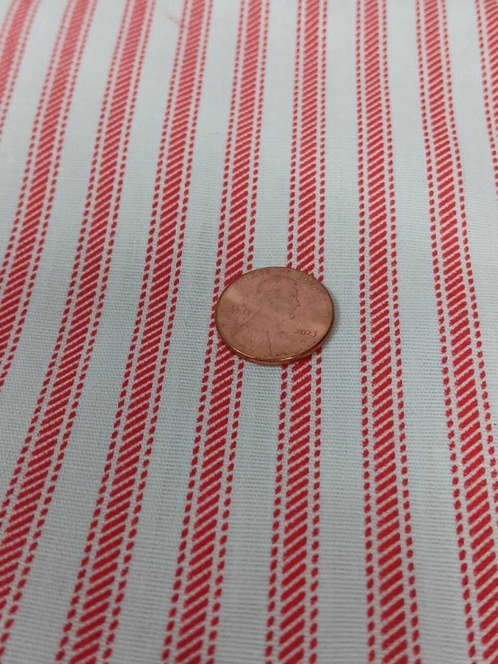 Sewing Fabric Red and White Ticking  Granny Core Cottage 2.4 yd x 44"